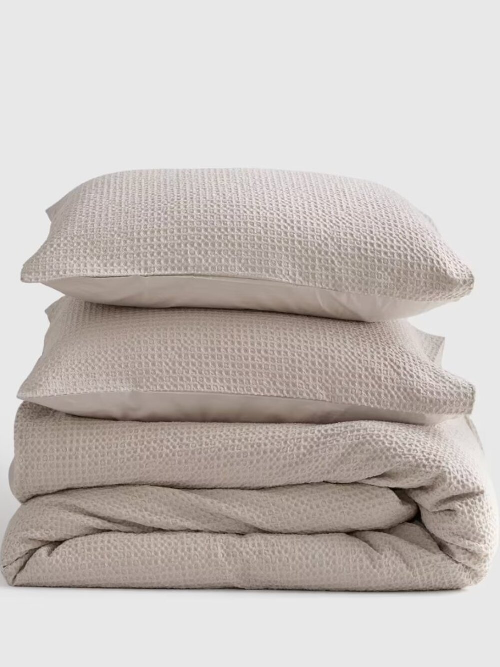 Quince Organic Luxe Honeycomb Duvet Cover Set with Shams King Sand